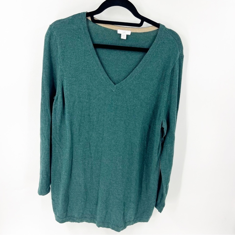 ✅ J. JILL V-NECK GREEN LIGHT WEIGHT SWEATER SIZE LARGE‎ PETITE